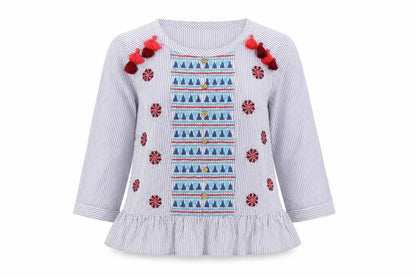 Front view of Joe Browns Women's Multicoloured Embroidered Blouse -, size 10