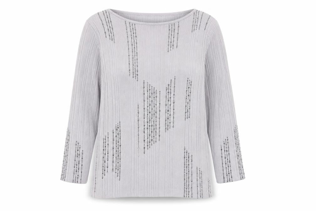 Marks & Spencer Grey Beaded Knit Top Women Size 18