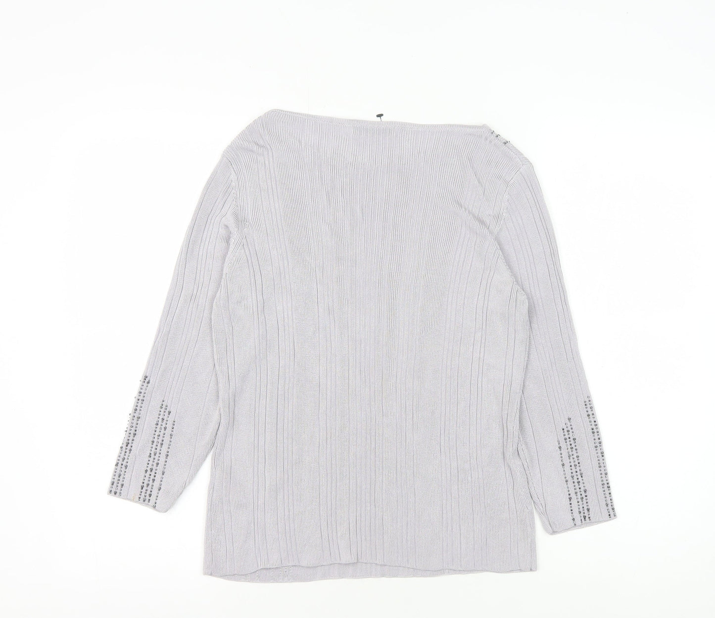 Marks and Spencer Grey Beaded Knit Top Women Size 18