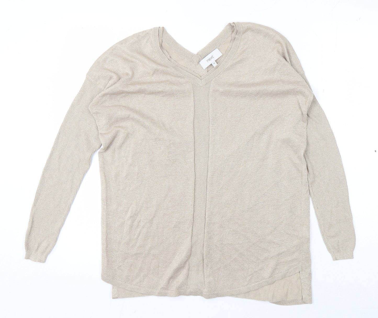 Next Women's Beige V-Neck Jumper Size 10