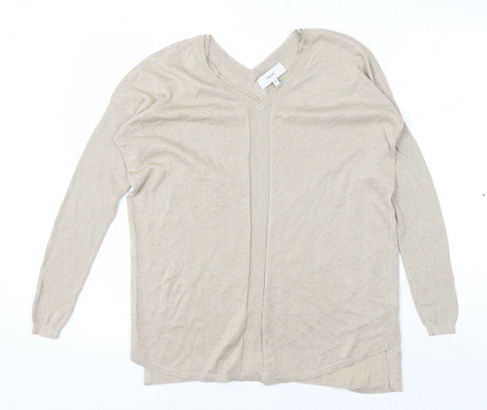 Next Women's Beige V-Neck Jumper Size 10