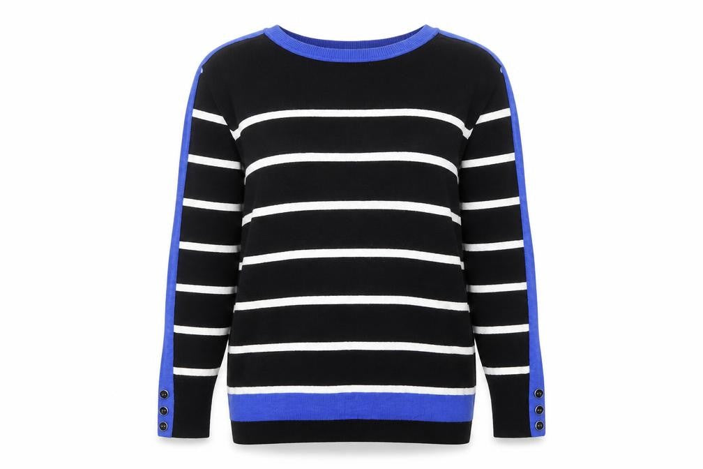 Wallis Women's Black Stripe Pullover Jumper Size 14