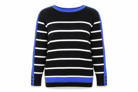 Wallis Women's Black Stripe Pullover Jumper Size 14