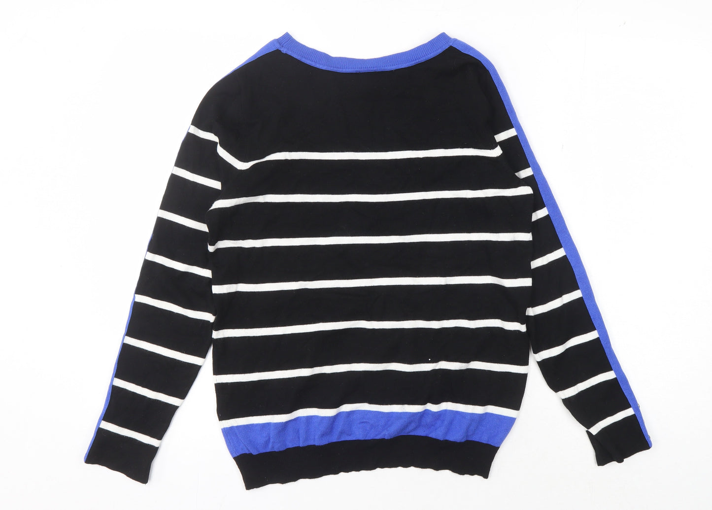 Wallis Women's Black Stripe Pullover Jumper Size 14