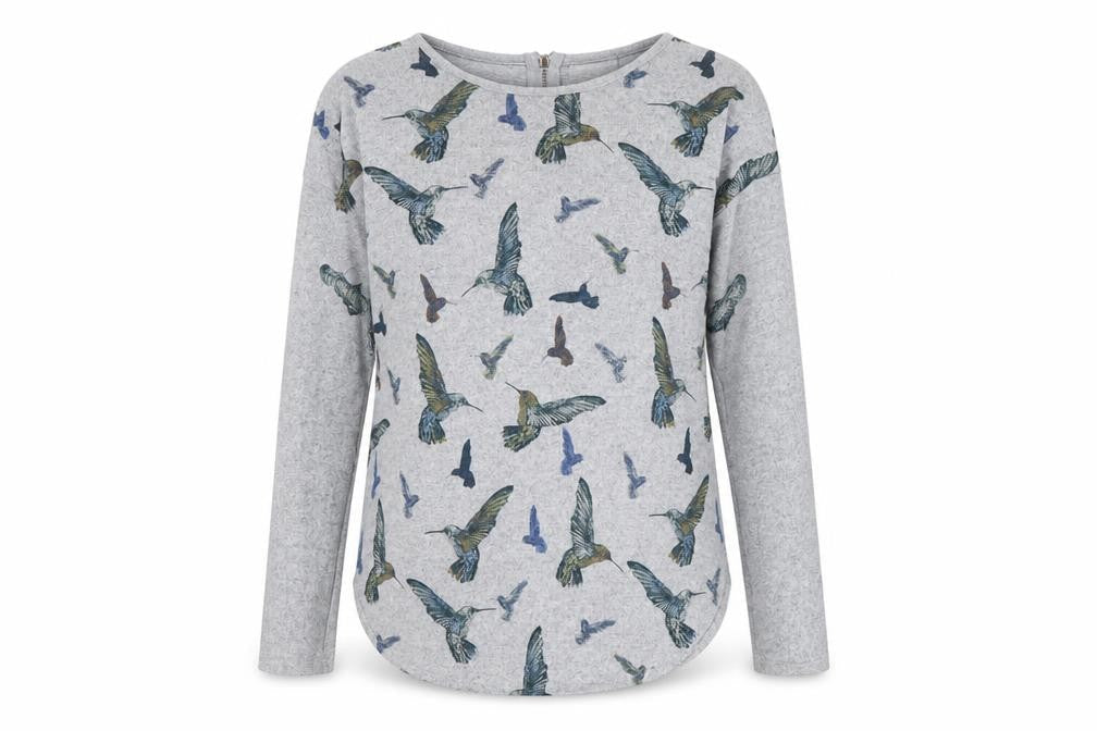 Apricot Women's Grey Bird Print Full Zip Jumper M