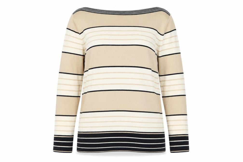 Marks & Spencer Women Beige Striped Pullover Jumper Size 10