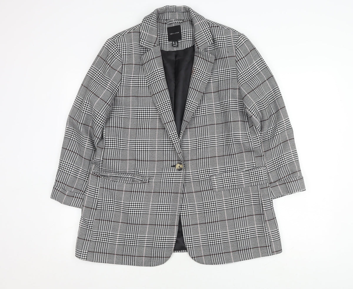 New Look Women's Black Houndstooth Blazer UK 14