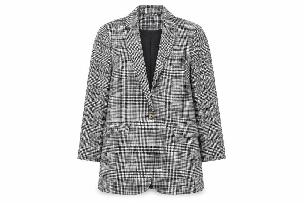 New Look Women's Black Houndstooth Blazer UK 14