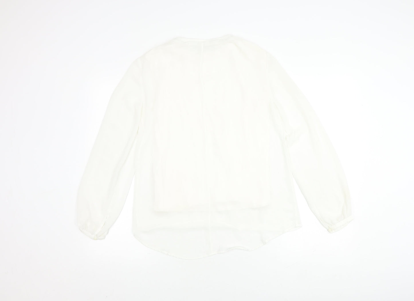 Zara Women's White Long Sleeve Blouse, Size 8