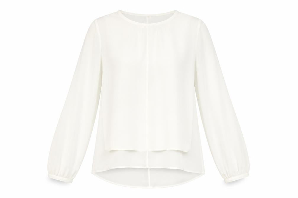 Zara Women's White Long Sleeve Blouse, Size 8