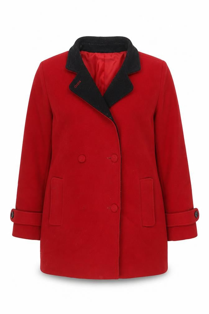 Kesta London Women's Red Pea Coat Size 12 Wool Blend