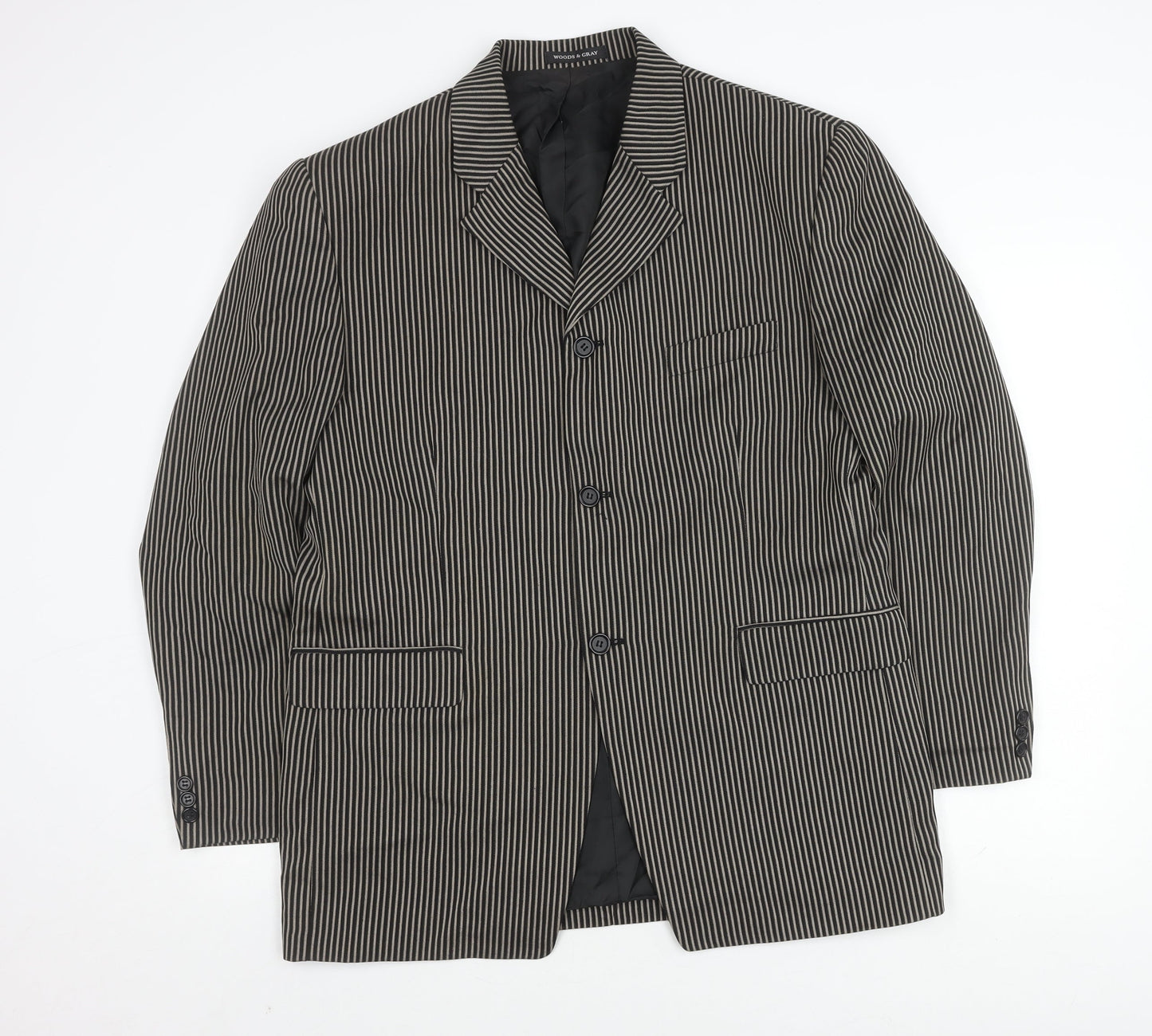 Woods & Gray Men's Black Striped Blazer Large
