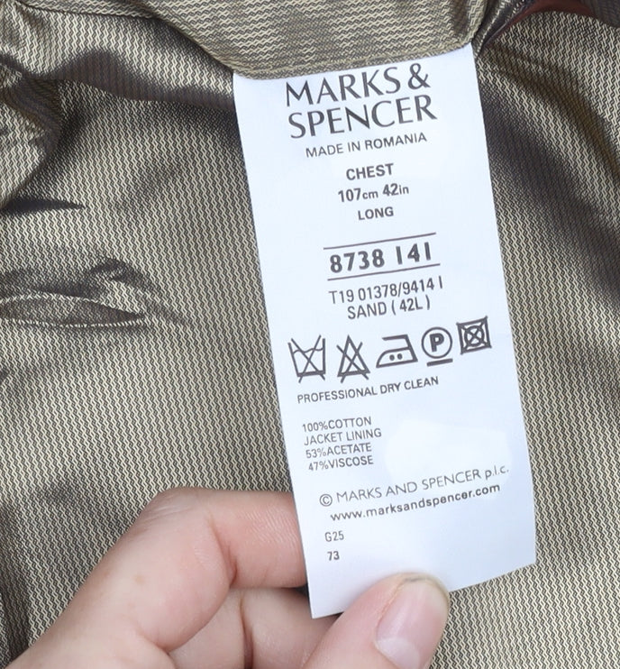 Marks and Spencer Men's Beige Long Blazer 42L