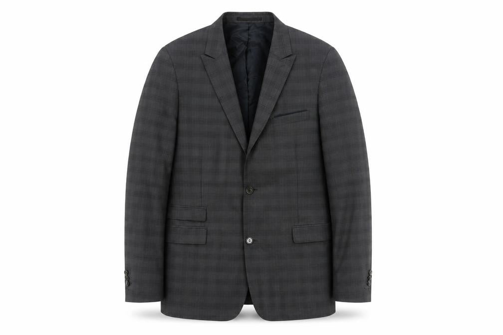 The Kooples Men's Grey Fitted Plaid Jacket UK 40