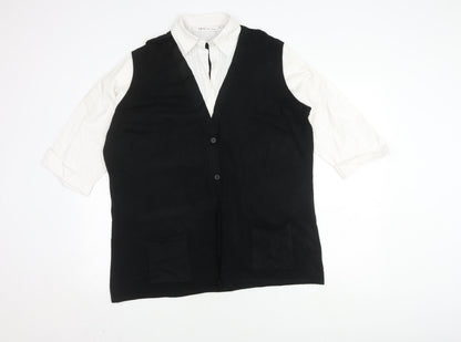 EWM Women’s Black White Blouse, Plus Size 22-24, Collared