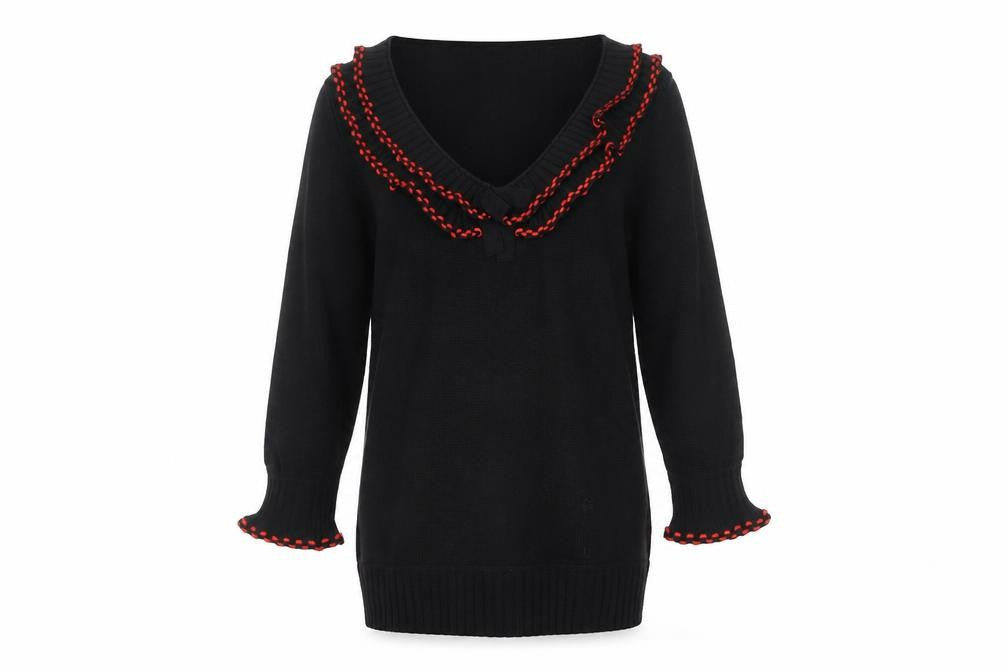 Chesca Women's Black V-Neck Jumper, Size 13