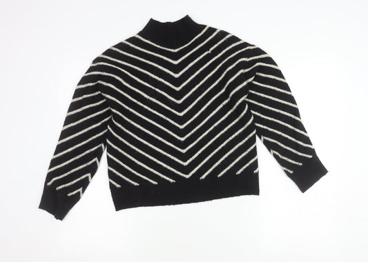 MNG Women's Black Striped Pullover Jumper XS