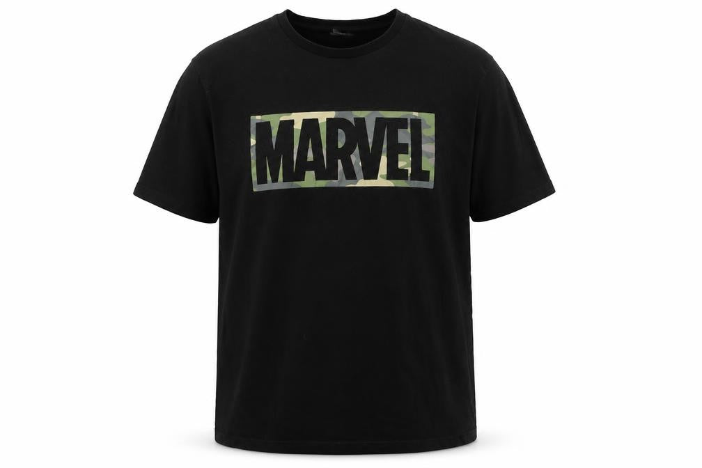 Marvel Men's 2XL Black Cotton T-Shirt with Logo