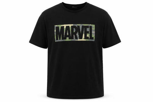 Marvel Men's 2XL Black Cotton T-Shirt with Logo