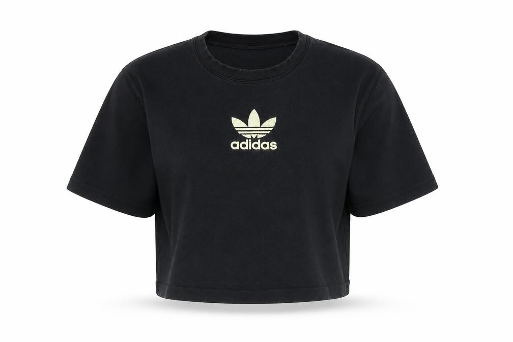 Adidas Women's Black Cropped T-Shirt Size 8