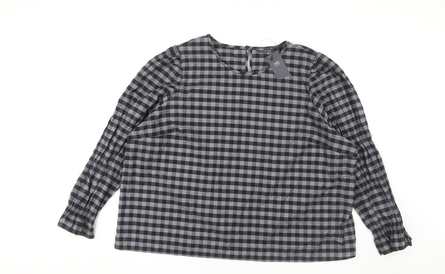 Marks and Spencer Black Check Blouse - Size 24