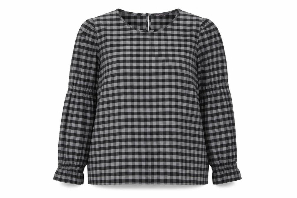 Marks & Spencer Black Check Blouse - Size 24