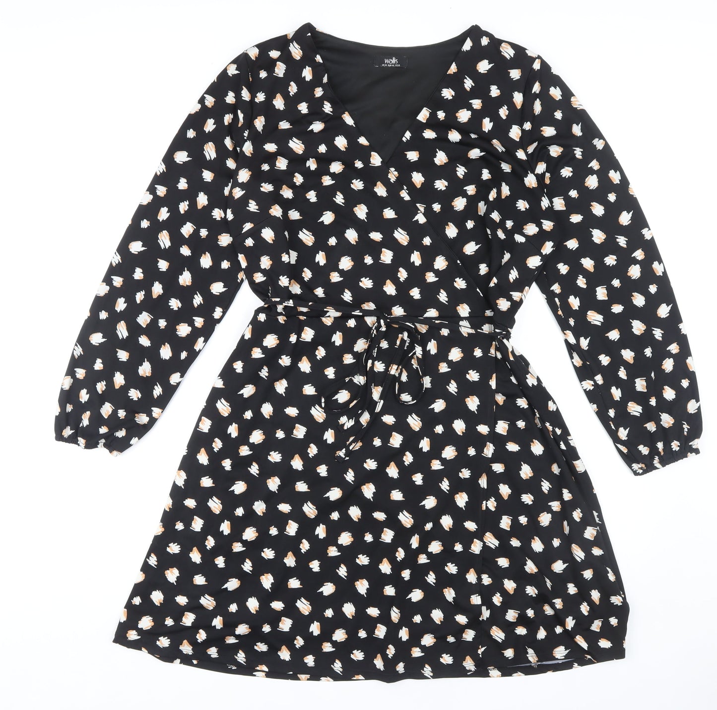 Wallis Women's Black Floral Wrap Dress Size 16