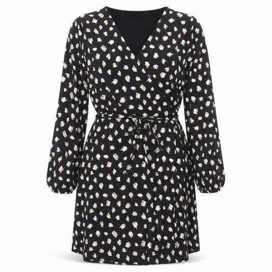 Wallis Women's Black Floral Wrap Dress Size 16