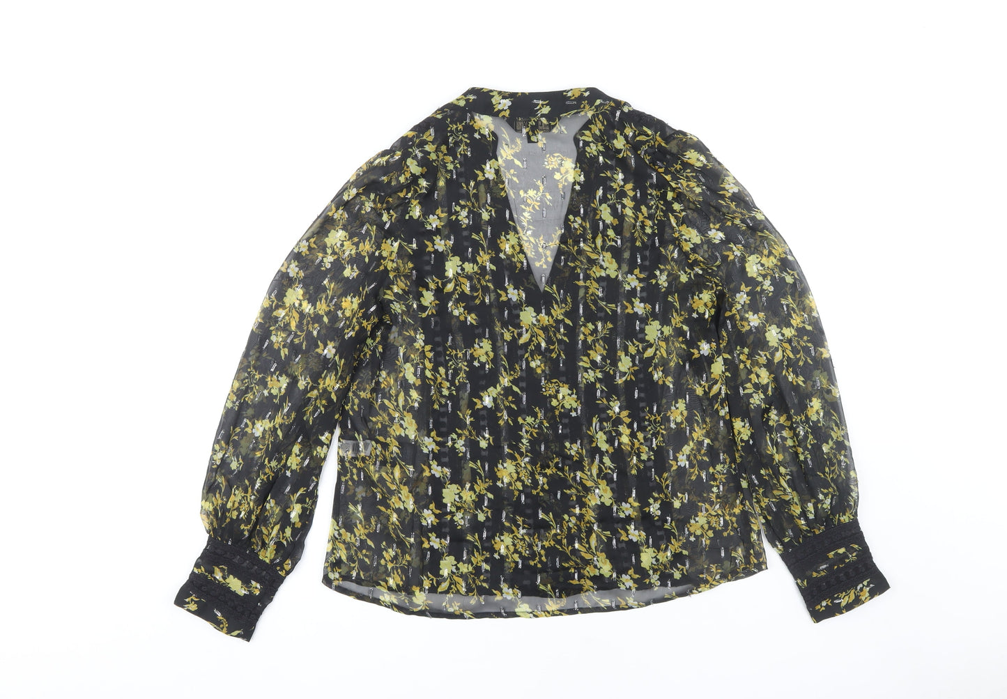 Lipsy Women's Black Floral Tunic Blouse UK 10