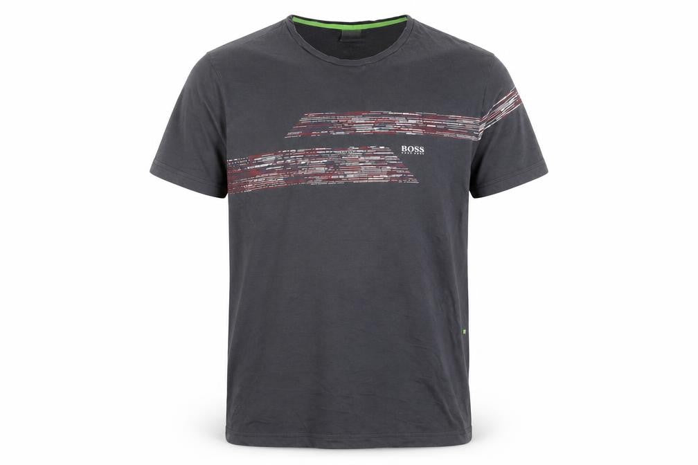 Boss Men's Black Graphic Print Crew Neck Tee, Medium