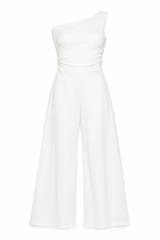 Zara Women's White One Shoulder Jumpsuit, XS