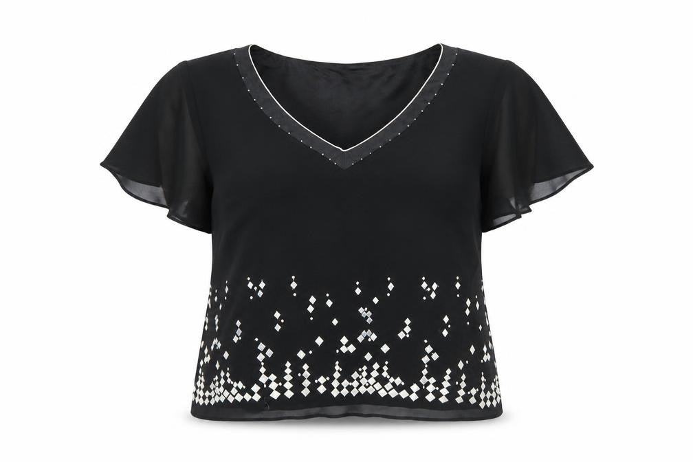 Jacques Vert Women's Black V-Neck Blouse, Size 12