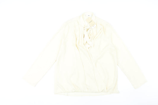 MNG Women's Ivory Blouse Size 12 Long Sleeve