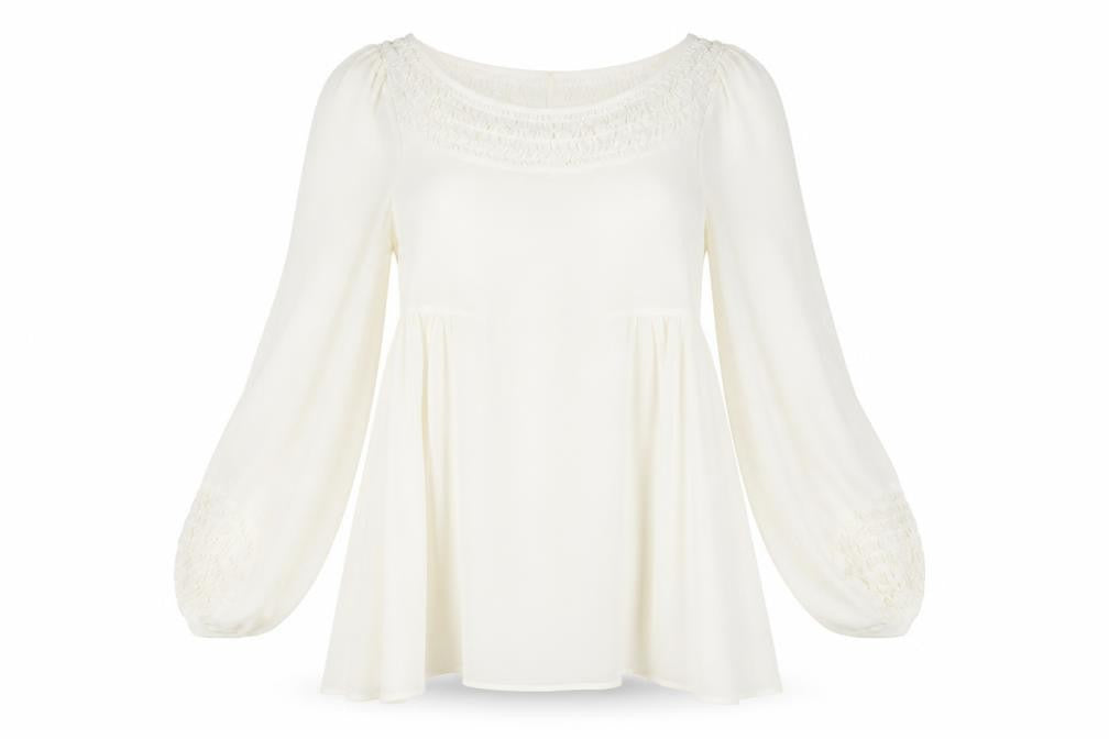 Warehouse Women's Ivory Long Sleeve Shift Dress 12