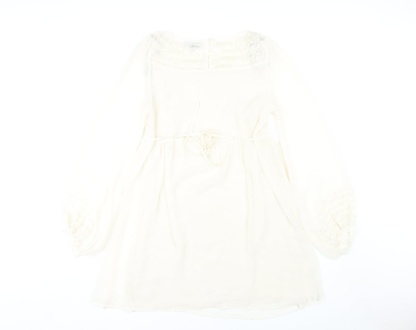 Warehouse Women's Ivory Long Sleeve Shift Dress 12
