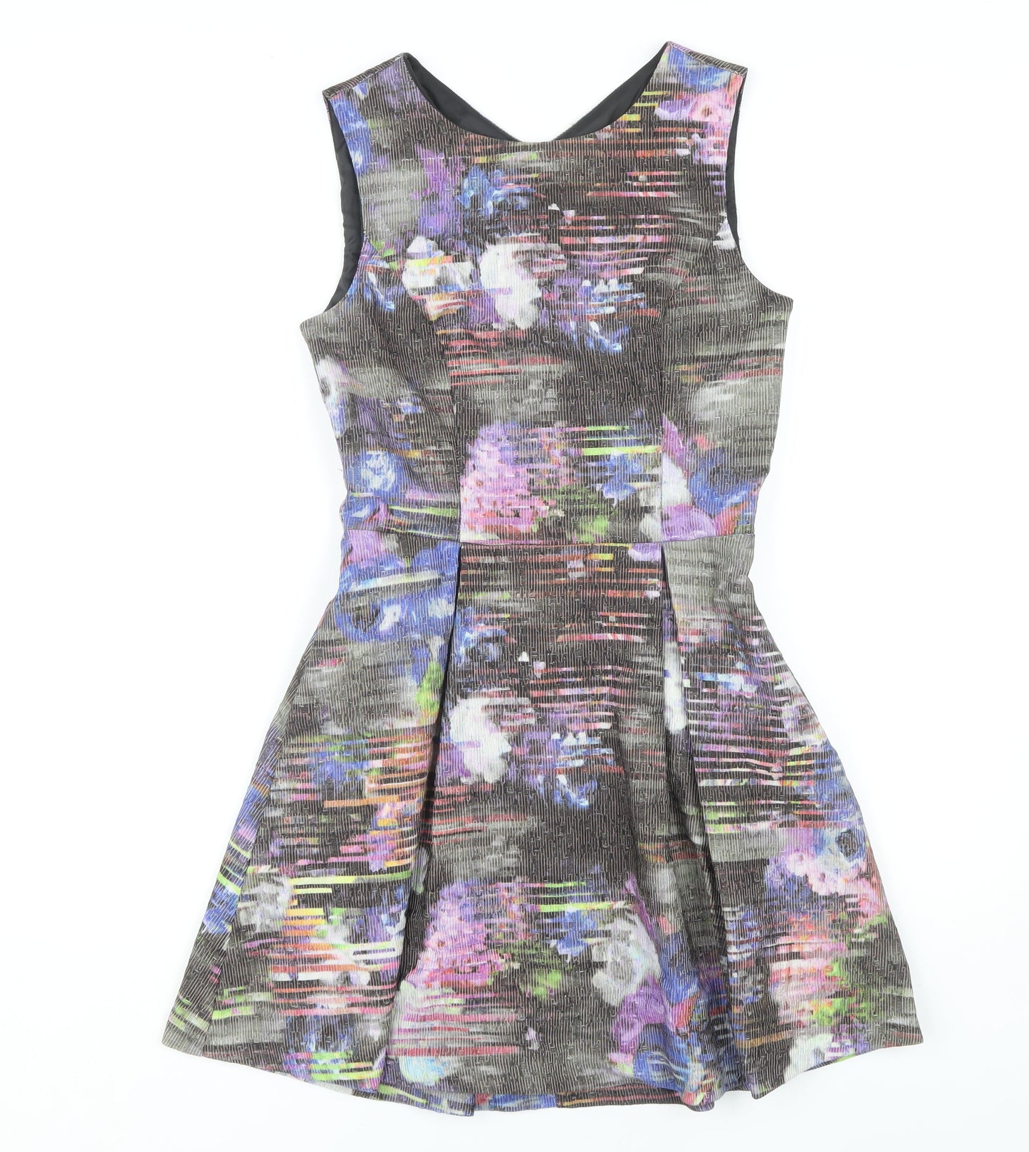 Warehouse Women's Multicoloured Floral Fit & Flare Dress Size 10