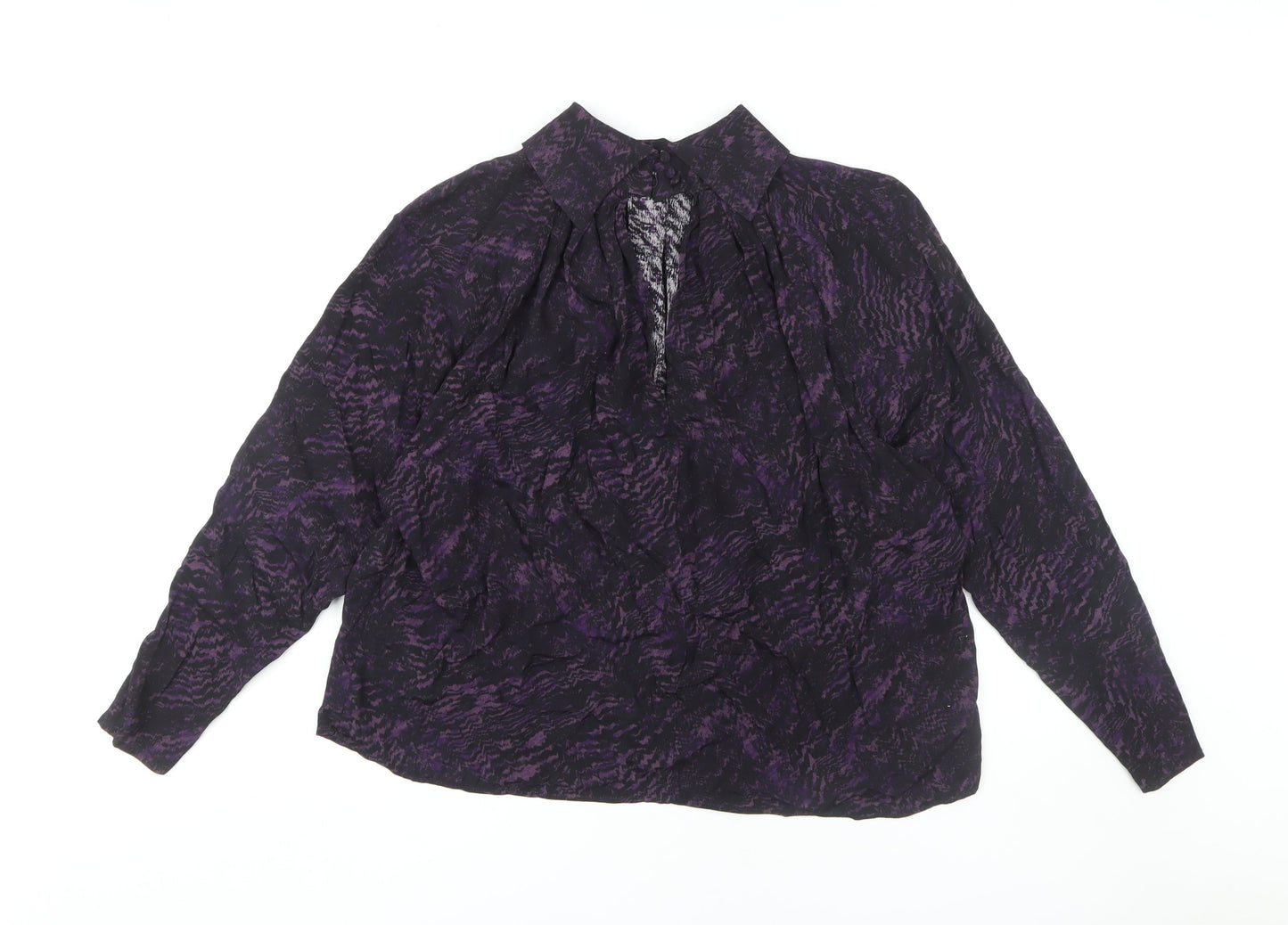 John Lewis Purple Animal Print Blouse Women's Size 14