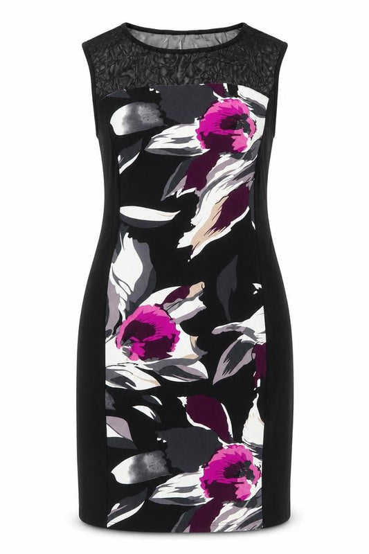 Roman Women’s Black Floral Sheath Dress Size 16