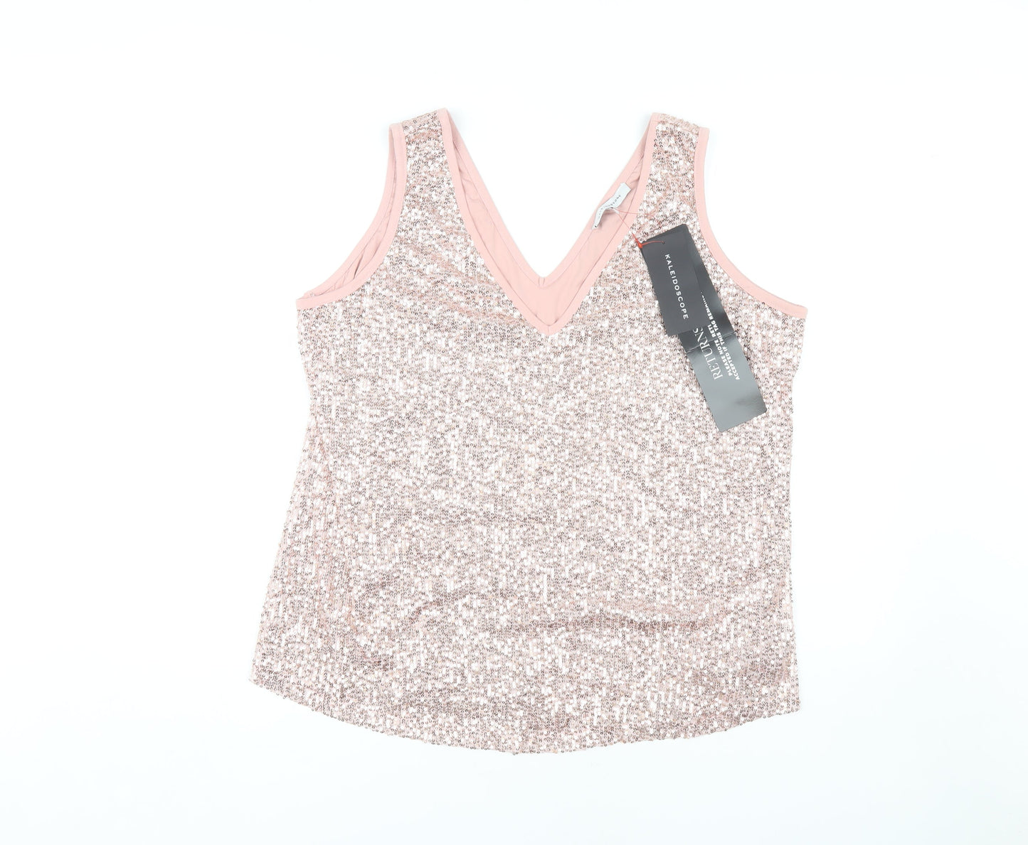 Kaleidoscope Women's Pink Sequin V-Neck Tank UK 18