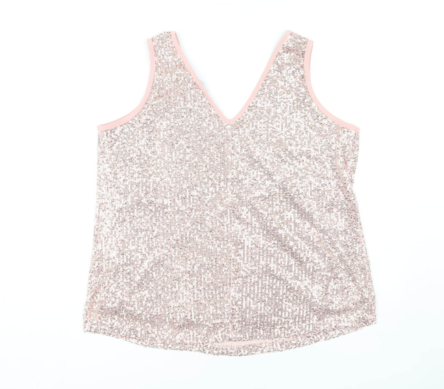 Kaleidoscope Women's Pink Sequin V-Neck Tank UK 18