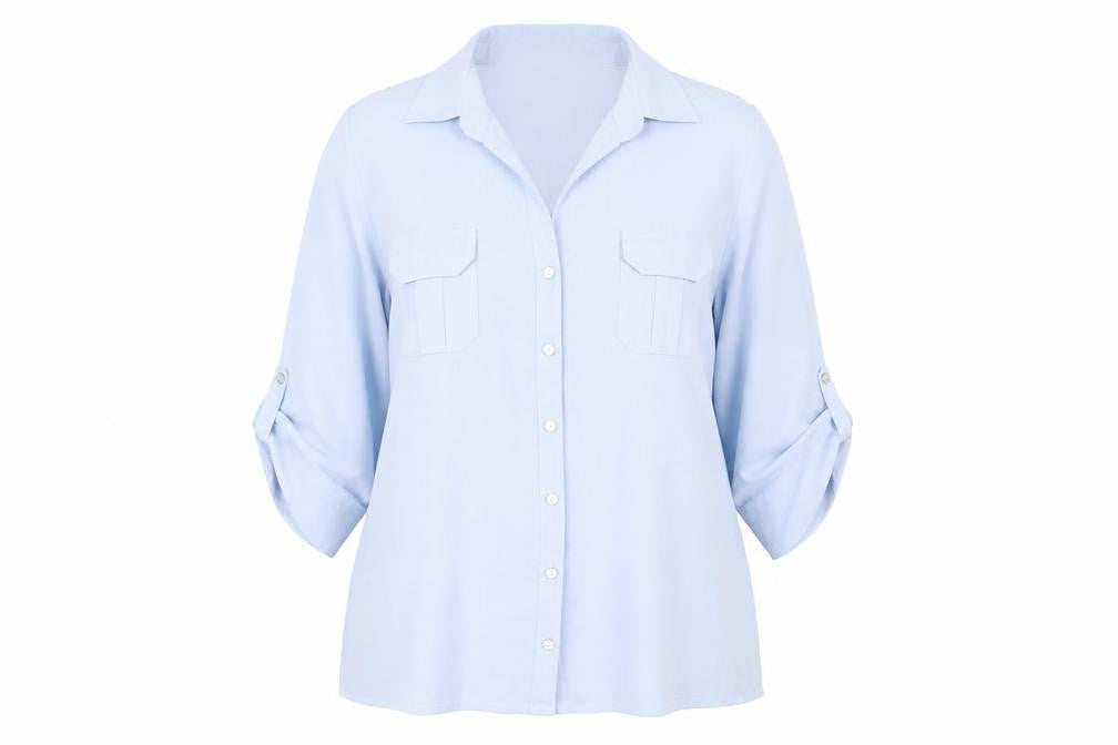 Classics Women's Blue Button-Up Shirt, Size 18