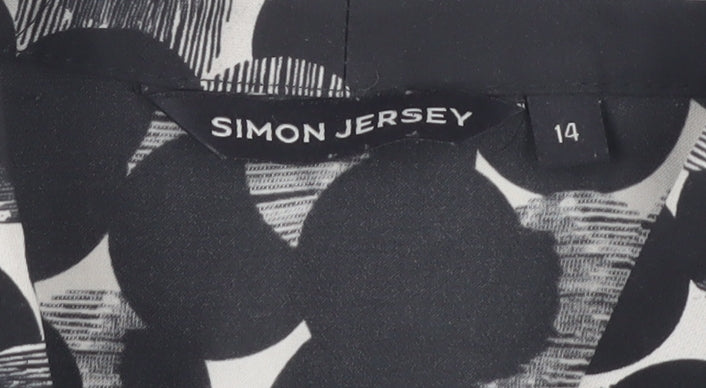 Simon Jersey Women's Black Polka Dot Blouse Size 14
