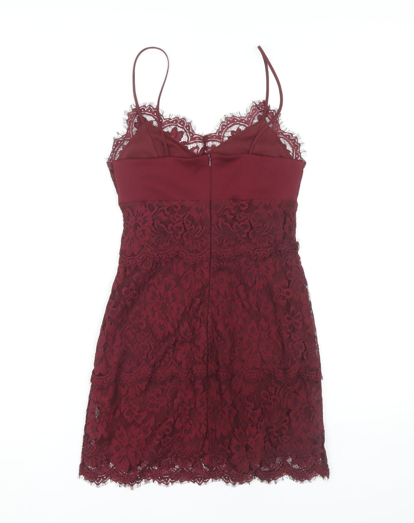 Topshop Women's Red Lace Slip Dress Size 10
