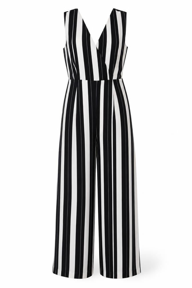 River Island Women's Black White Striped Jumpsuit Size 10