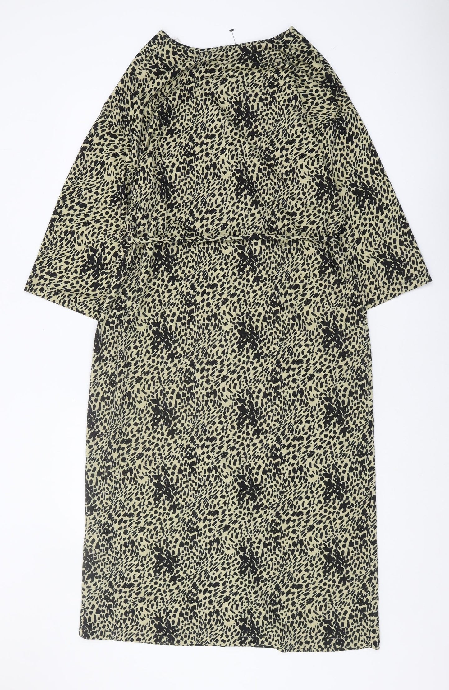 Zara Women’s Black Animal Print V-Neck Dress M