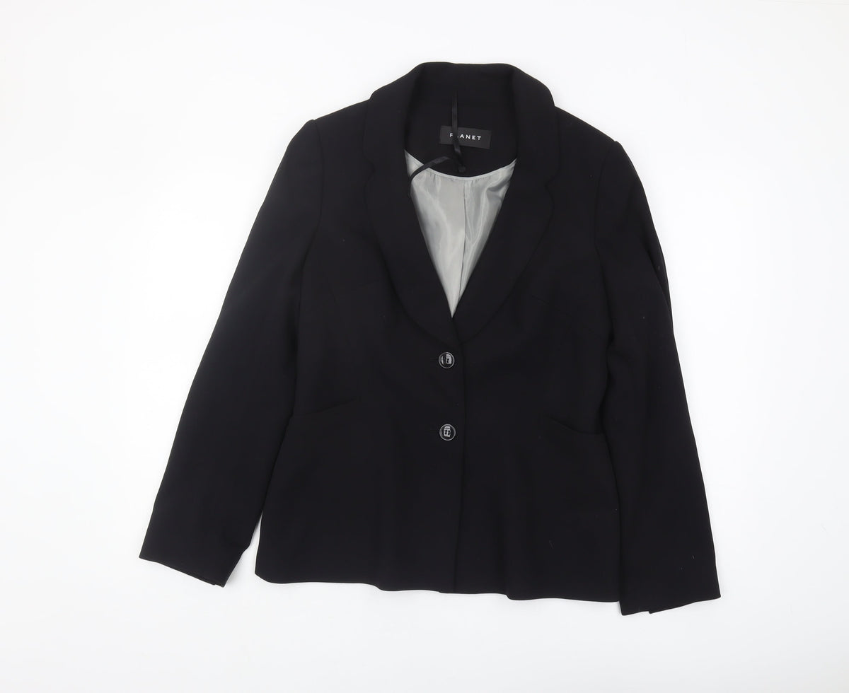 Planet Women's Black Blazer Jacket Size 12 Notch Lapel