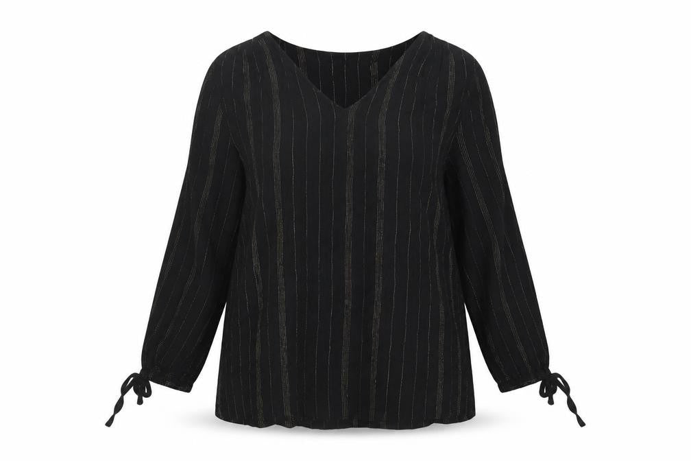 John Lewis Women's Black 3/4 Sleeve V-Neck Blouse