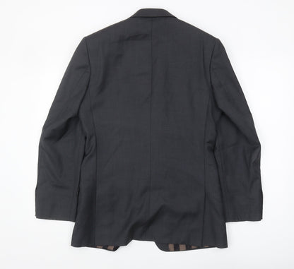Back view of Alexandre Savile Row Men's Grey Blazer, 36 Regular Wool