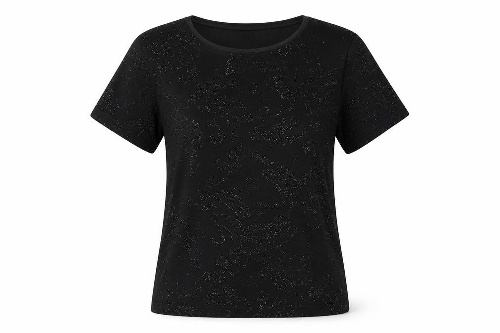 EWM Women's Black Glitter T-Shirt Size 10