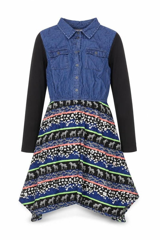 Blue Zoo Girls Animal Print Shirt Dress, Size 14, Casual Fun